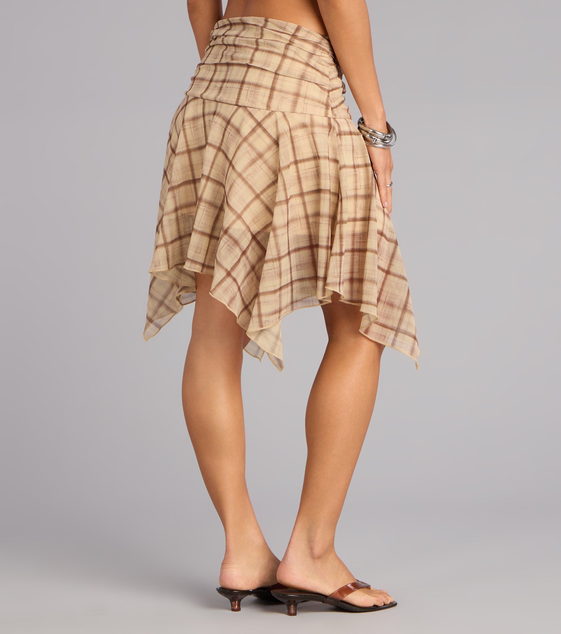 Daydream Flow Plaid Chiffon Skirt