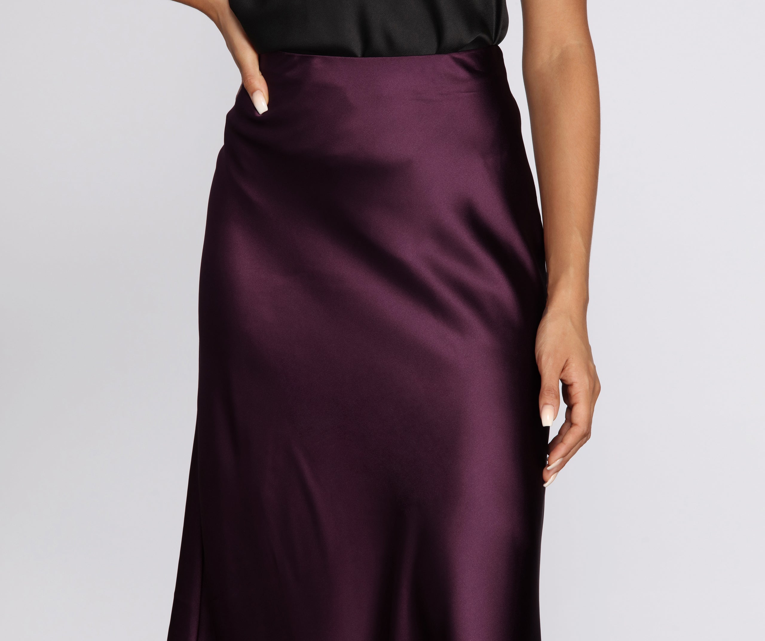 Minimalist Satin Midi Skirt