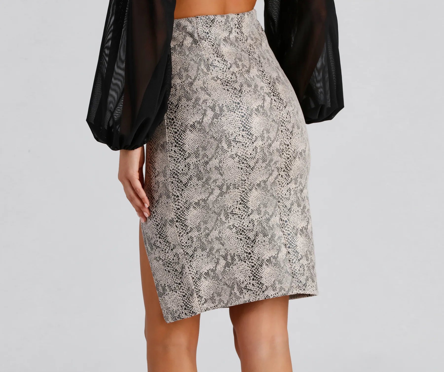 Chic And Sassy Snake Print Midi Skirt