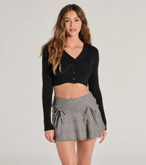 So Sweet Bow And Plaid Mini Skirt