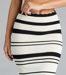 Way She Moves Striped Midi Skirt
