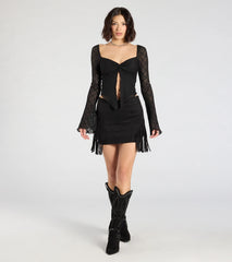 Fringe Attitude Faux Suede Mini Skirt