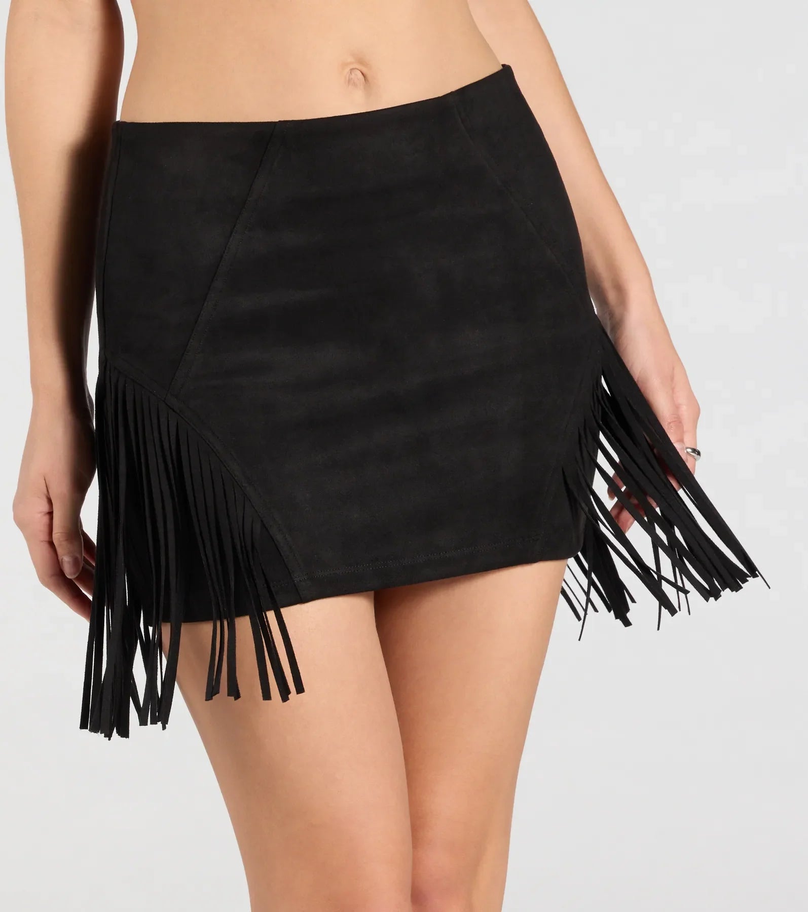 Fringe Attitude Faux Suede Mini Skirt