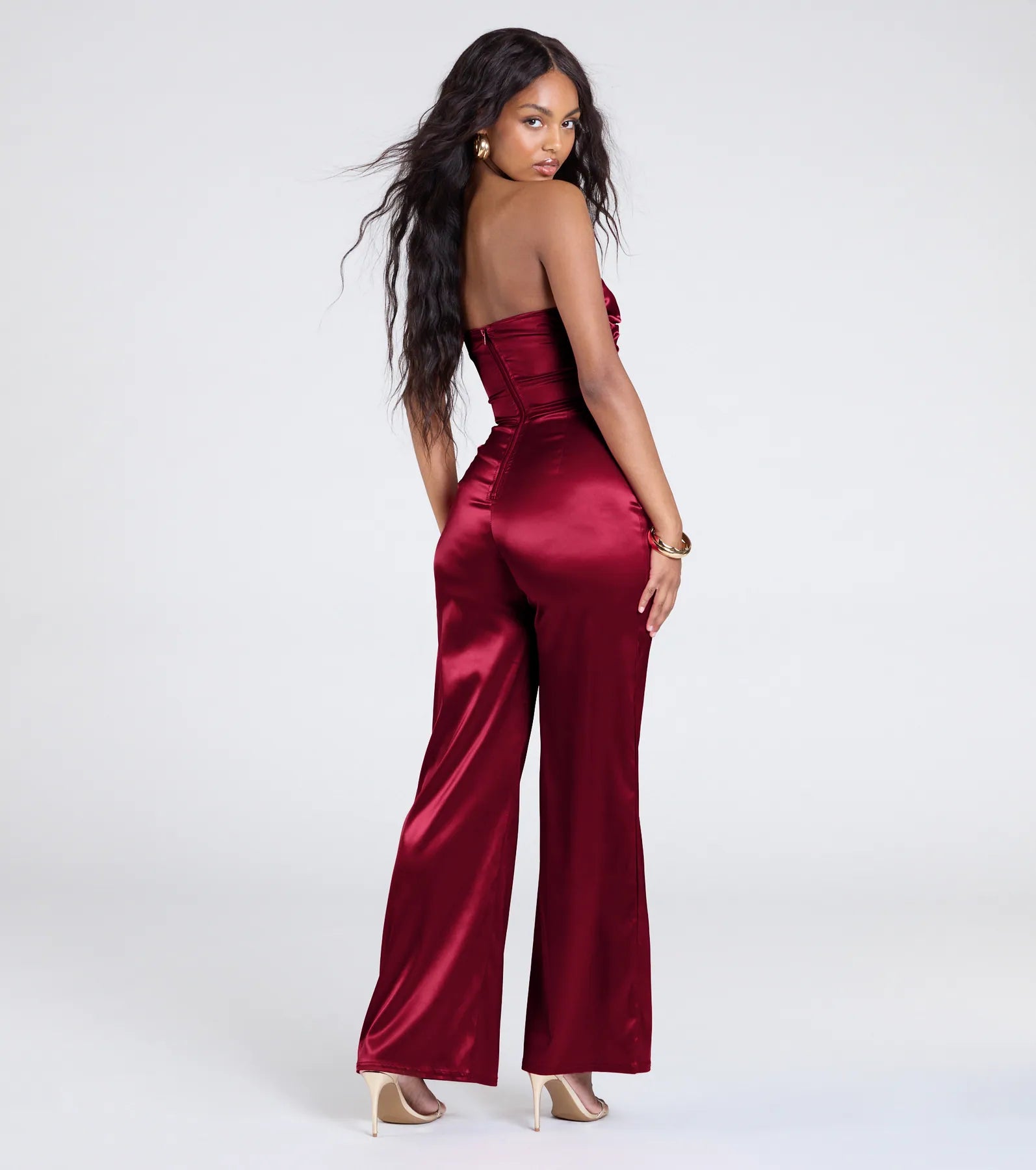 Looking Luxe Cutout Satin Wide-Leg Jumpsuit