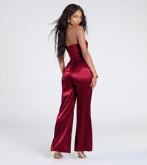 Looking Luxe Cutout Satin Wide-Leg Jumpsuit