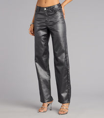 On the Glow Coated Glitter Straight-Leg Pants