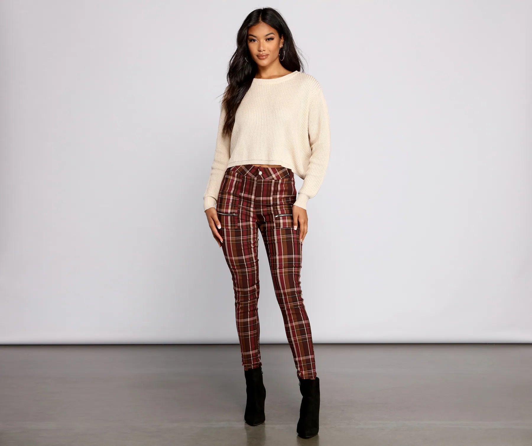 Preppy and Poised Plaid Skinny Pants
