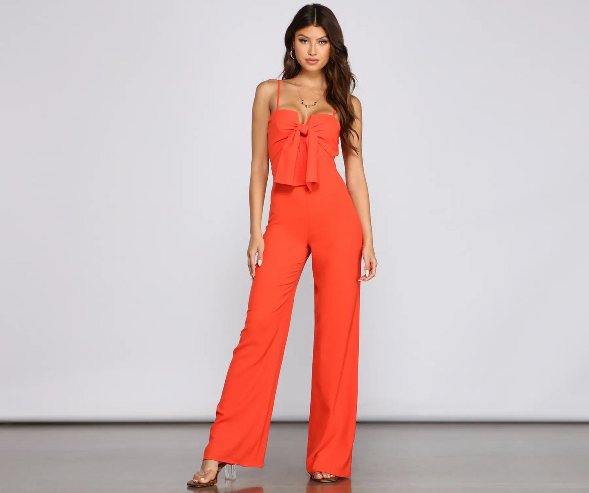 Glam It Up Tie Front Jumpsuit