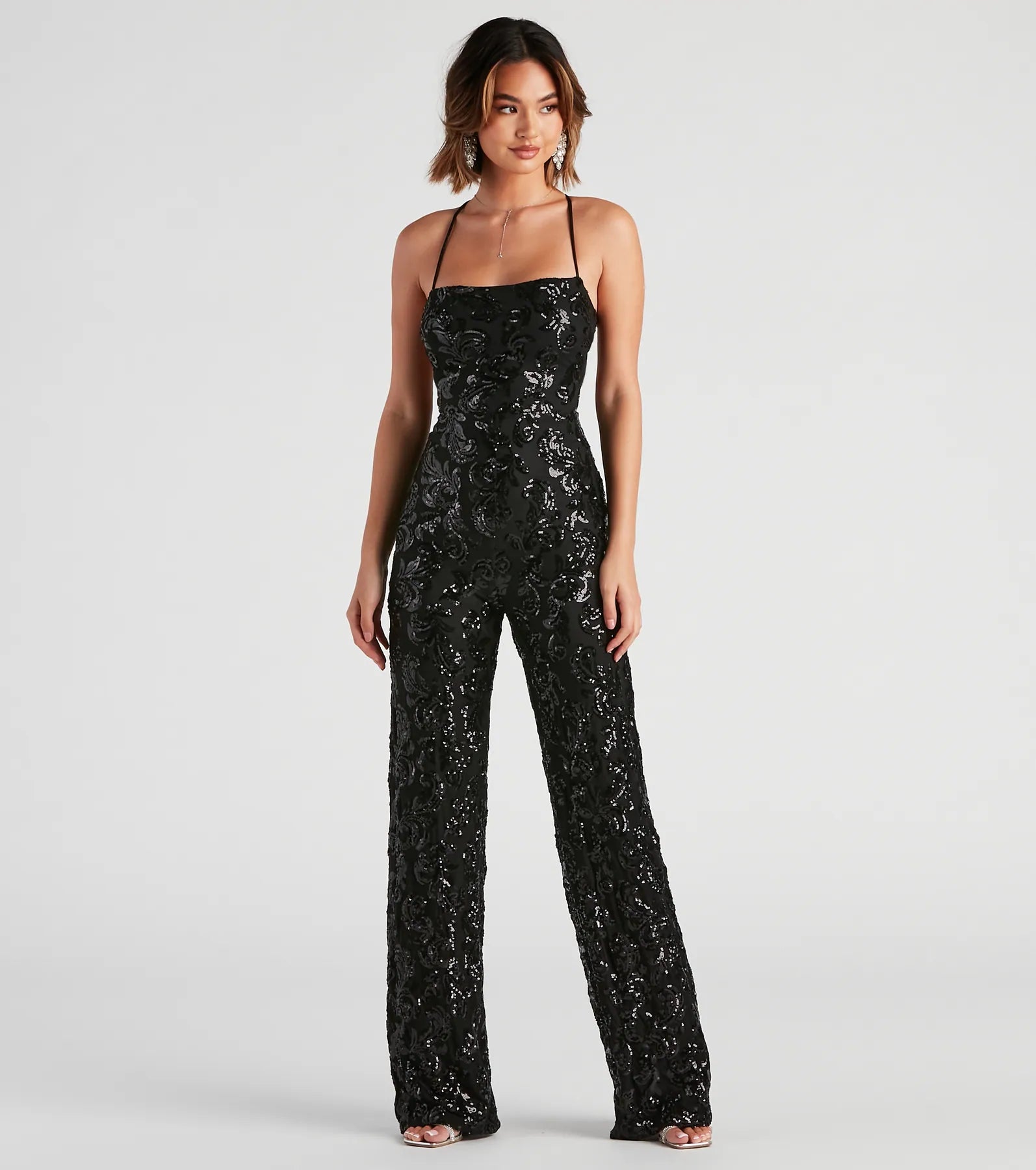 Radiate In Sequins Lace-Up Jumpsuit