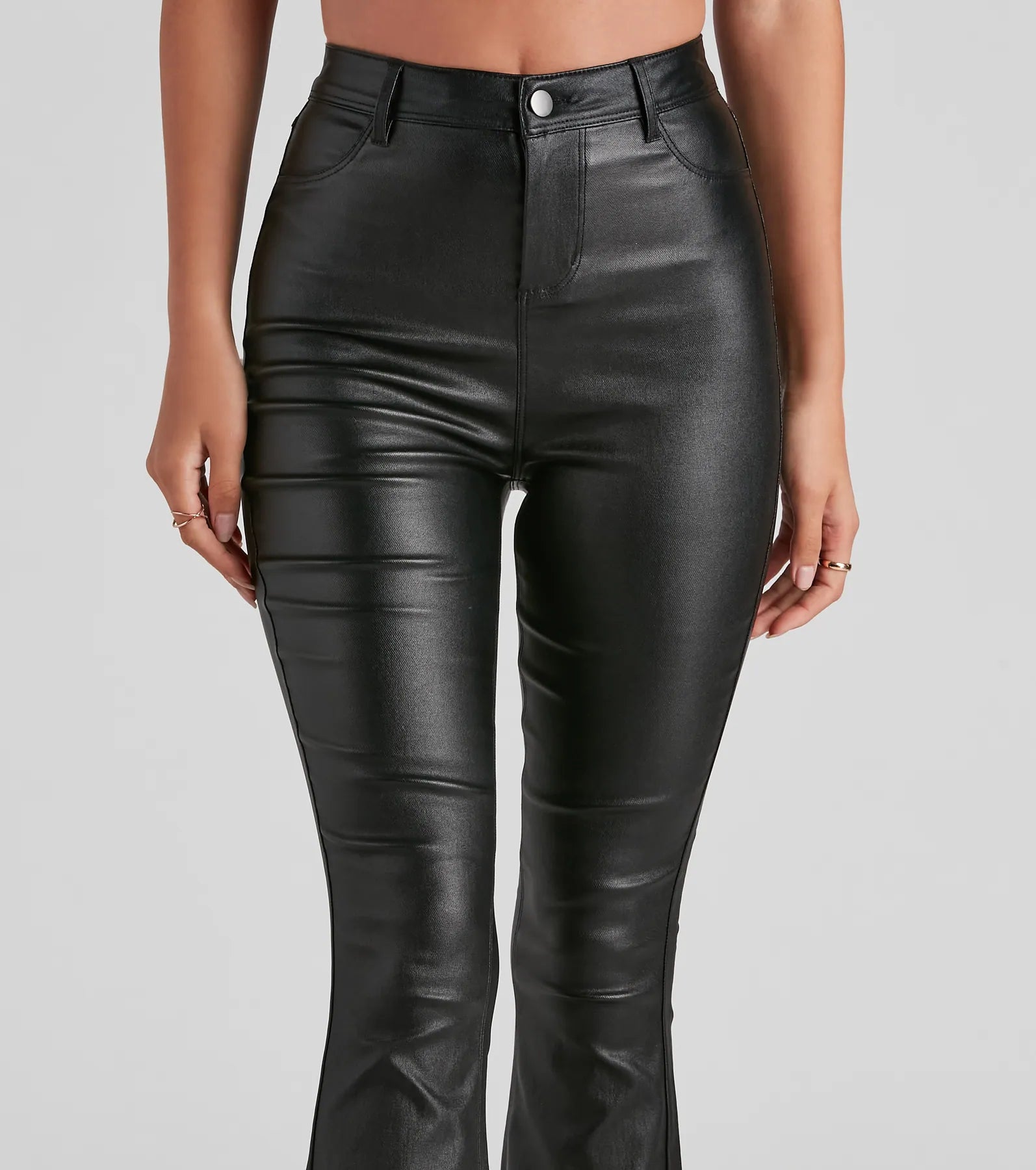 Stylish Flare High-Rise Coated Pants