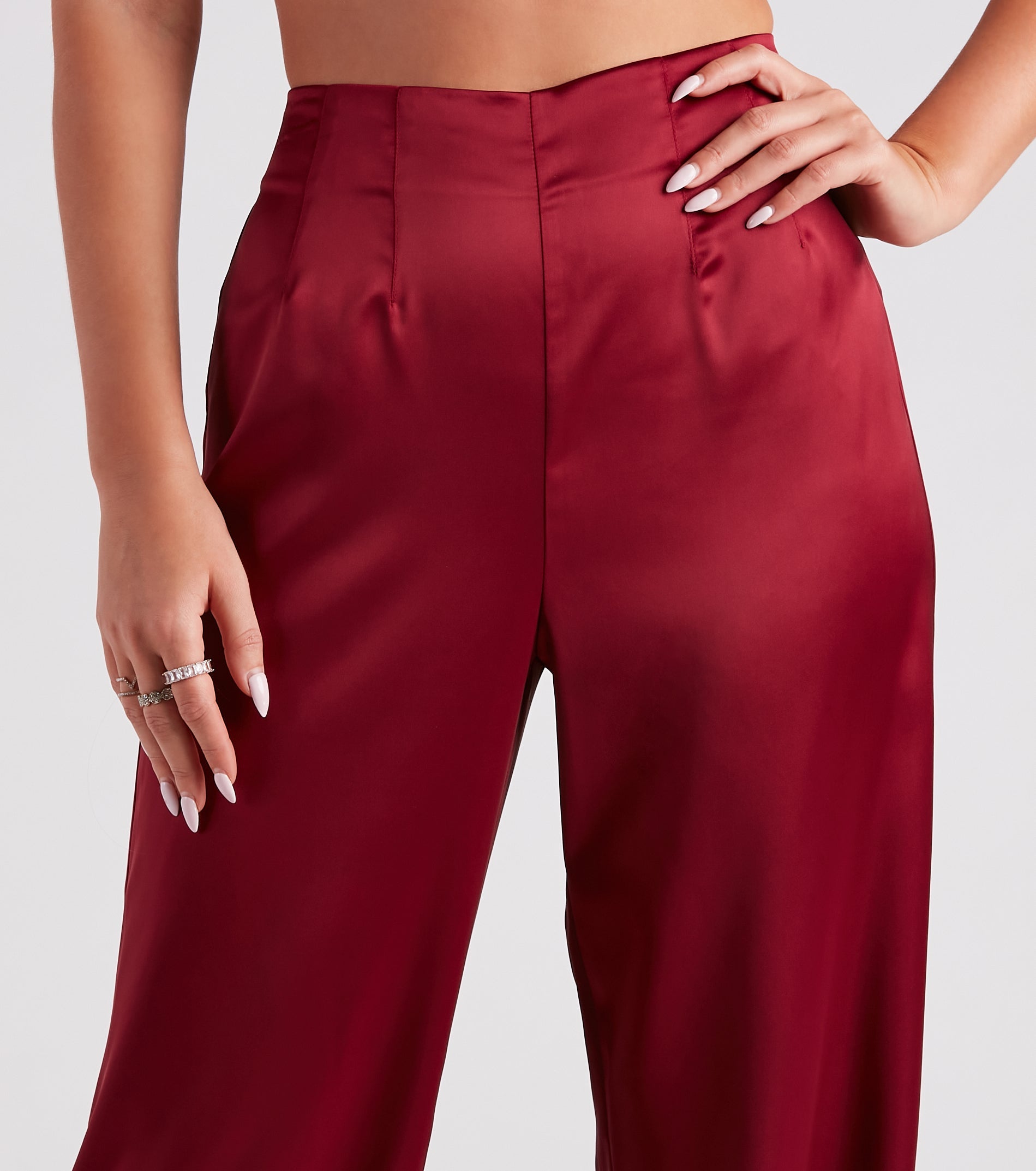 Elevated Details Sleek Satin Trouser Pants