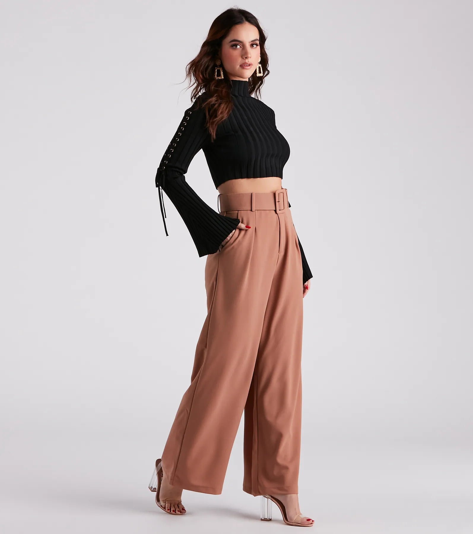 Flip In Reverse Belted Trouser Pants