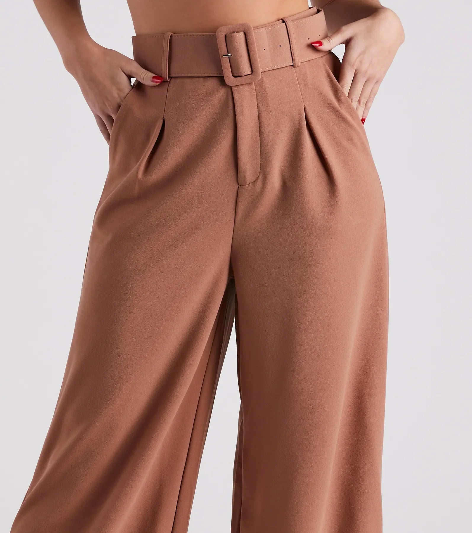 Flip In Reverse Belted Trouser Pants