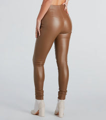 Edgy Babe Coated Faux Leather Skinny Pants