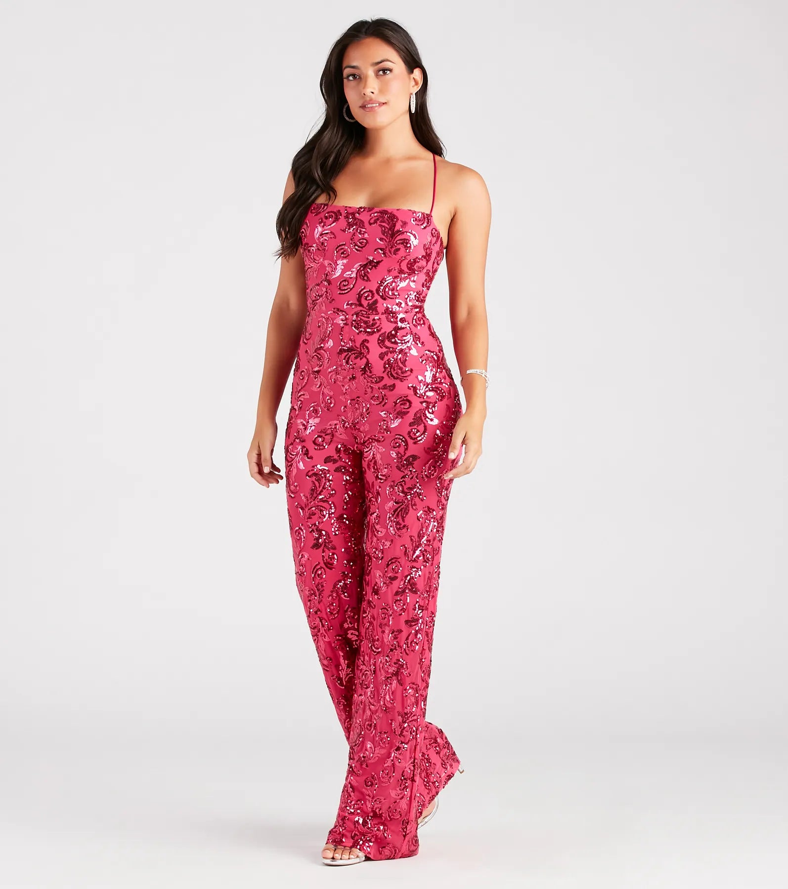 Radiate In Sequins Lace-Up Jumpsuit
