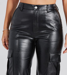 Casually Sleek Faux Leather Cargo Pants