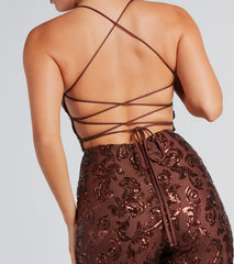 Radiate In Sequins Lace-Up Jumpsuit