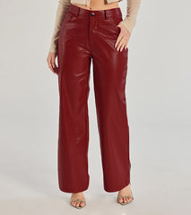 Chic Babe Faux Leather Croc-Embossed Wide-Leg Pants