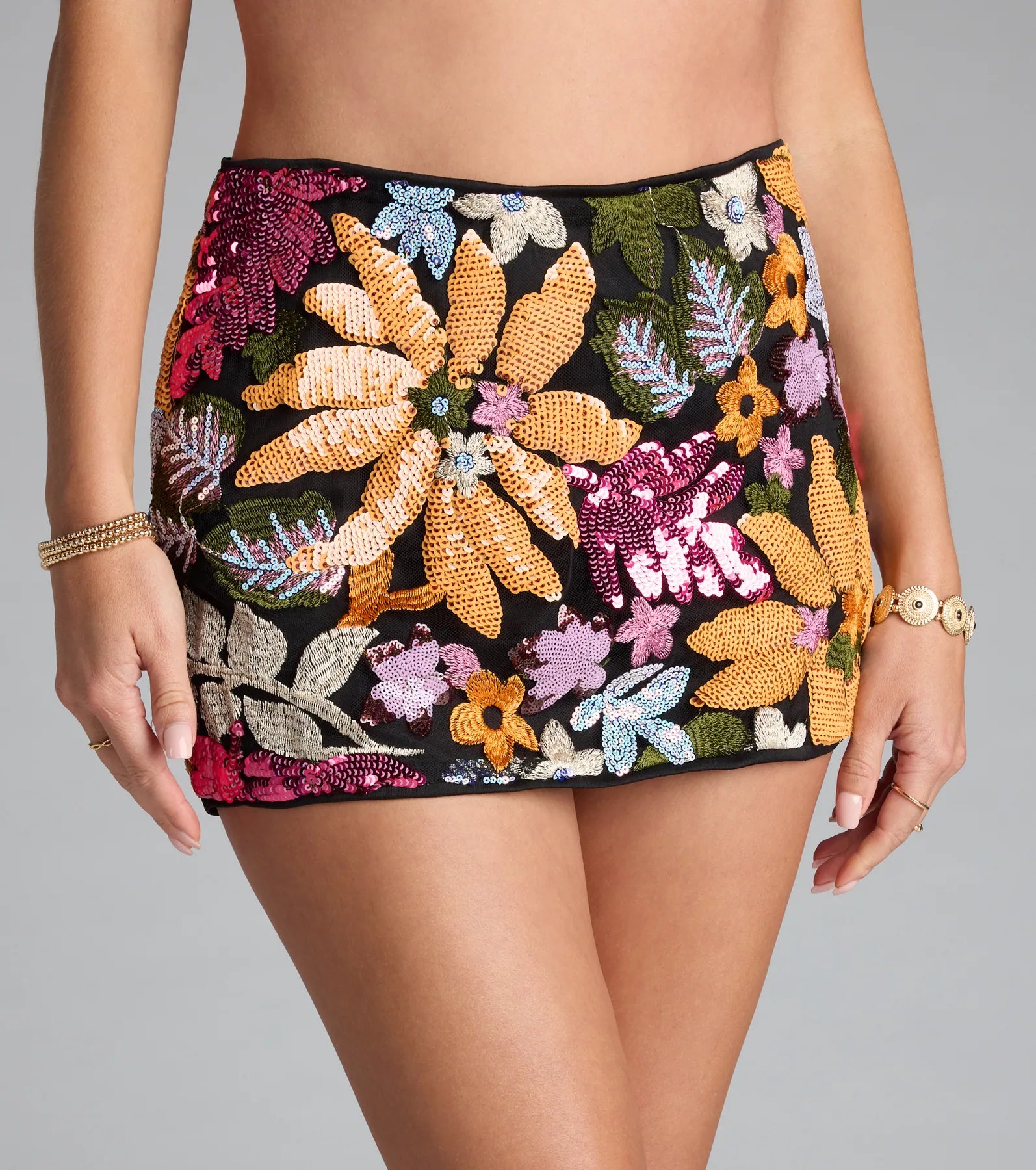 Petal To The Party Floral Sequin Skort