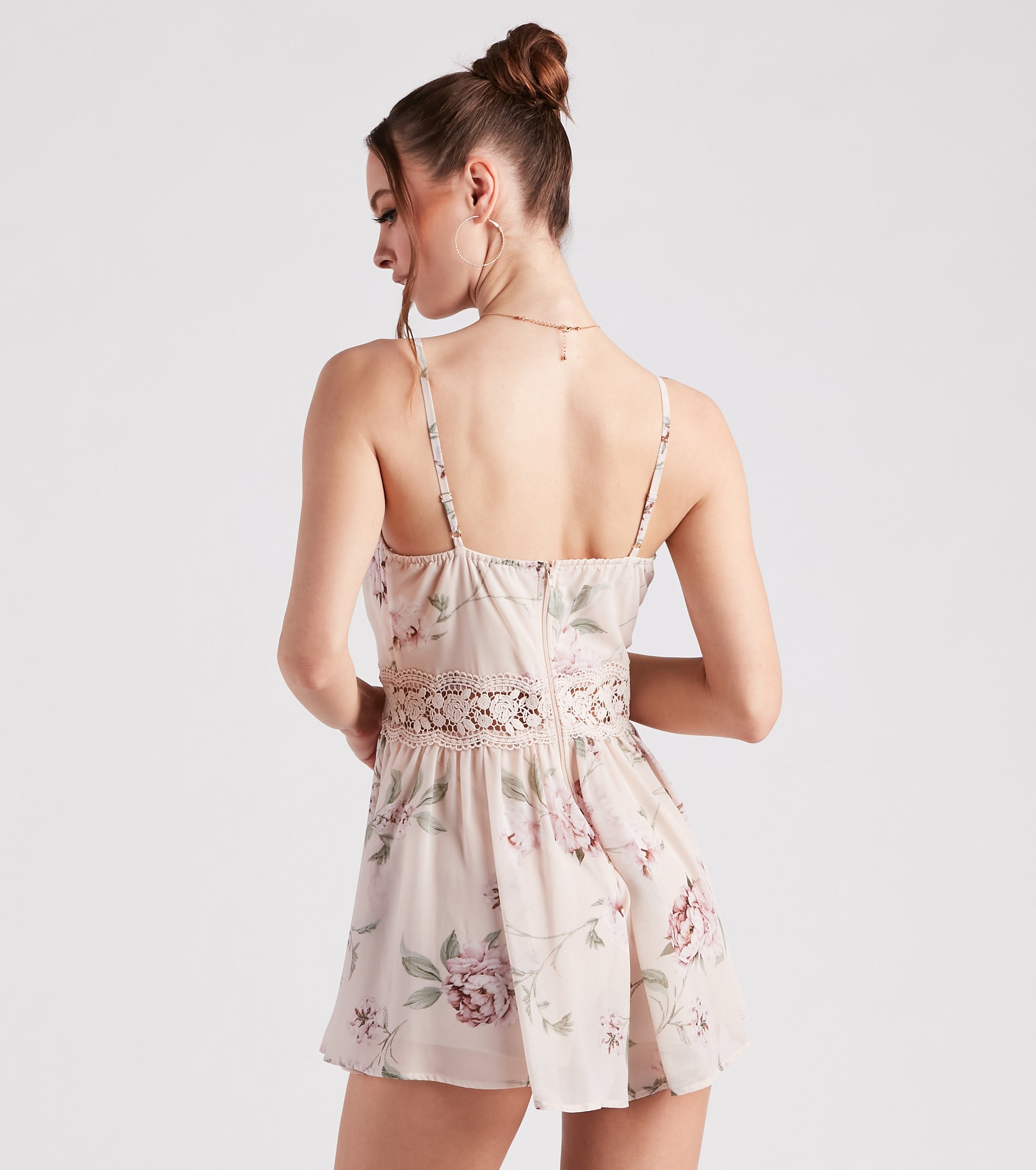 Floral Flow Chiffon Crochet Romper