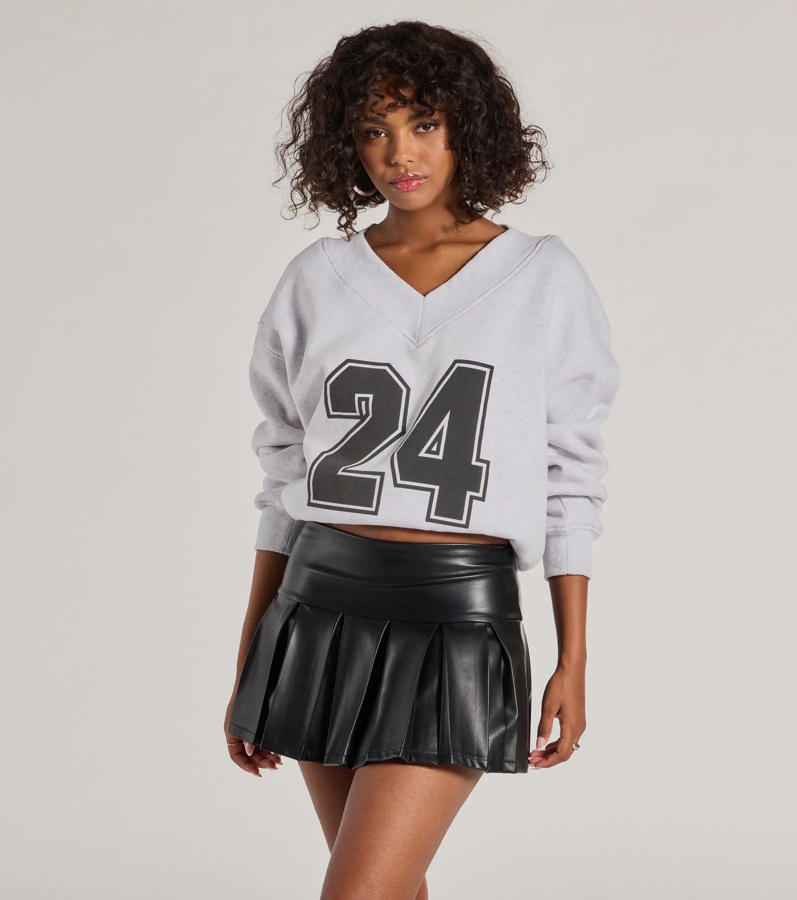 Playful Pleats Faux Leather Drop Waist Skort