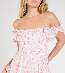 Brunch At Noon Off-The-Shoulder Floral Romper