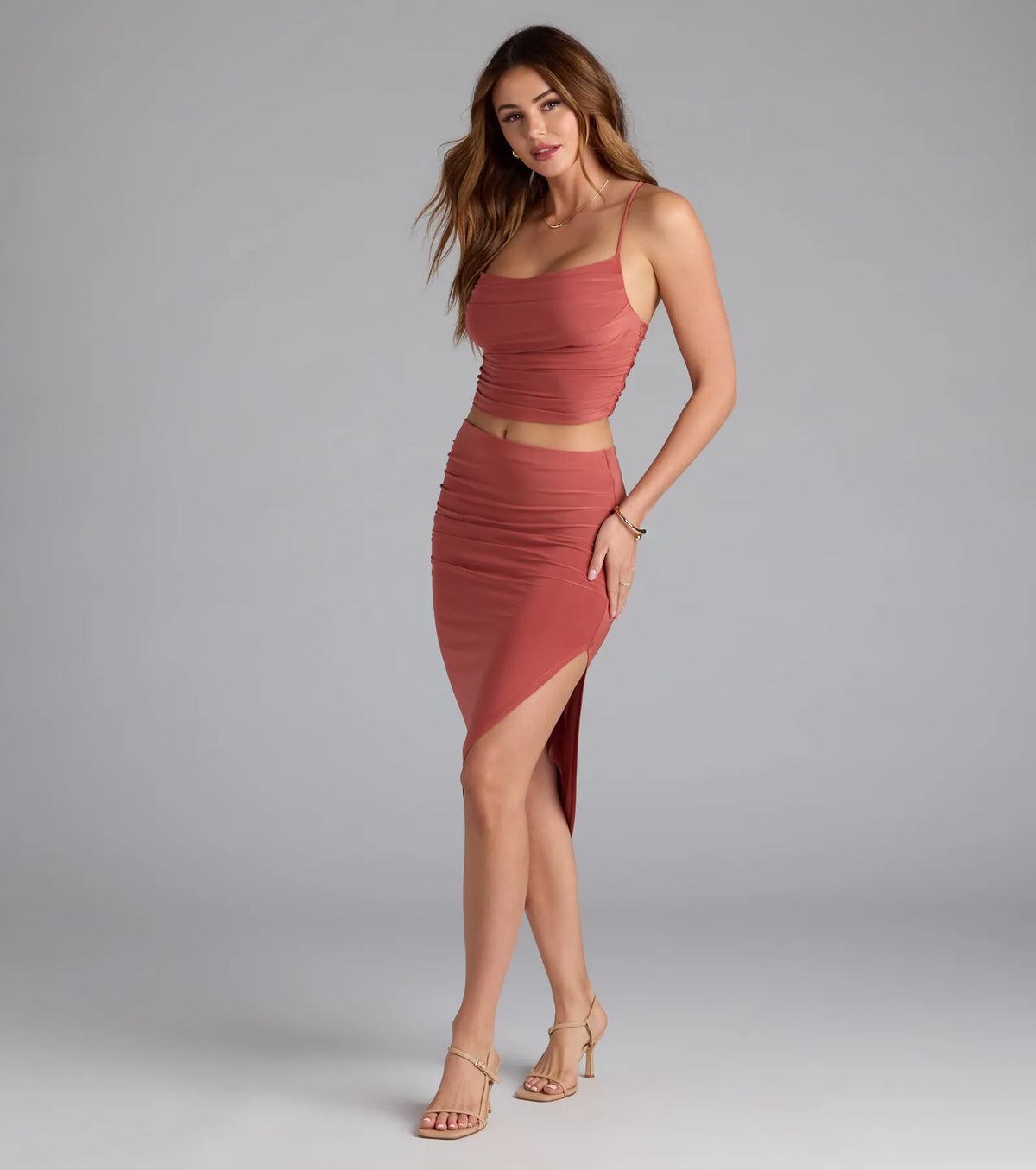 Always Happy Hour High-Rise Slit Midi Skirt