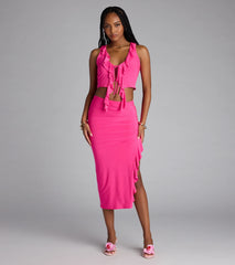 Ruffle Me Up Midi Skirt