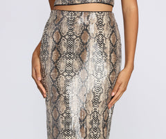 Slight Shade Snake Midi Skirt