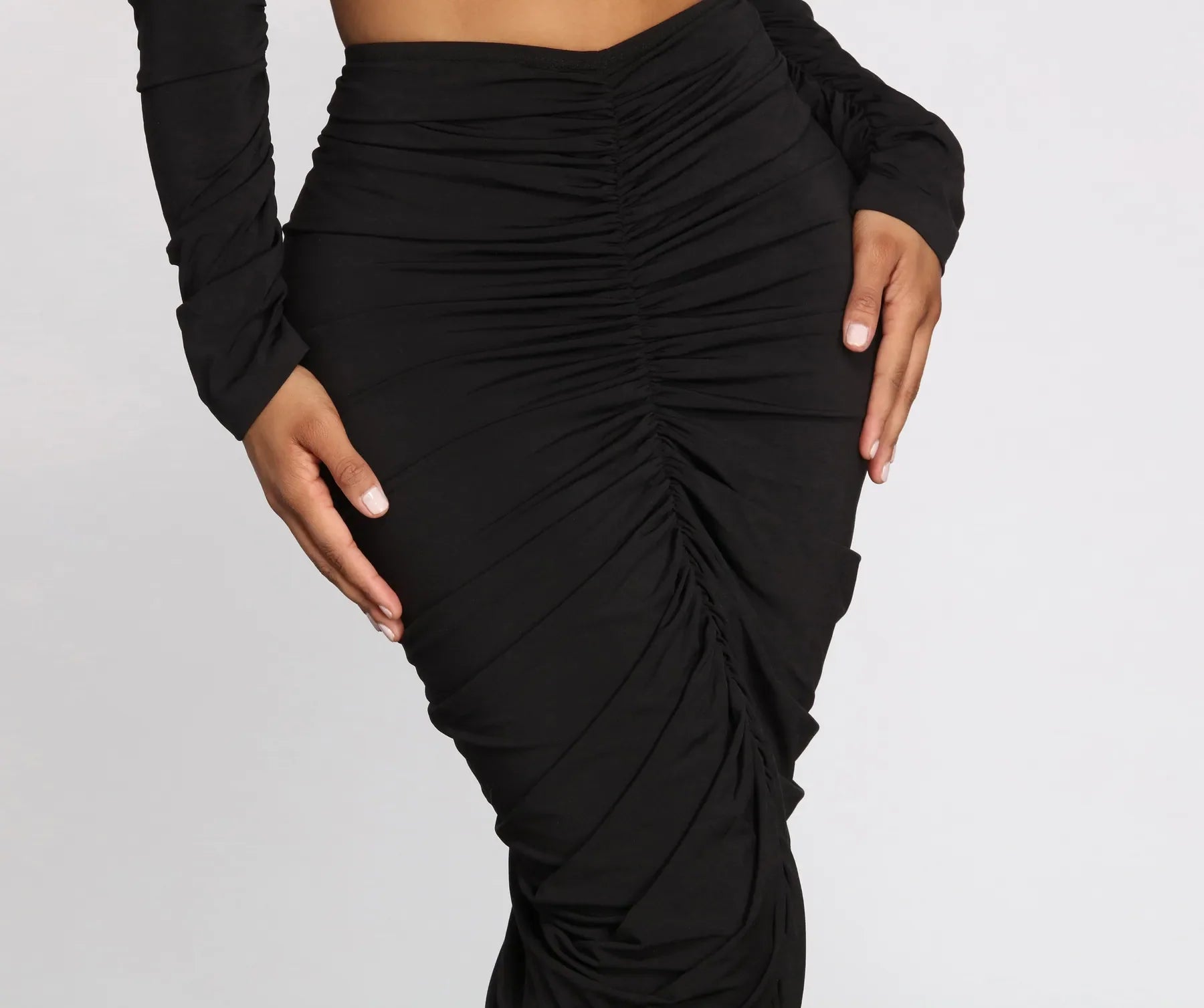 Excuse Me Miss Ruched Midi Skirt