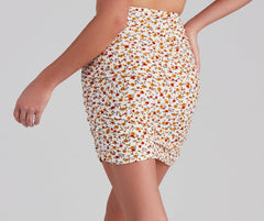 Ditsy Blooms Ruched Mini Skirt