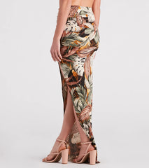 Vacay Muse Tropical Print Maxi Skirt