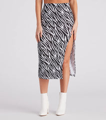 Wild Style Zebra Print Midi Skirt
