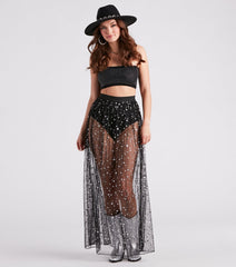 Starry-Eyed Sheer Mesh Maxi Skirt