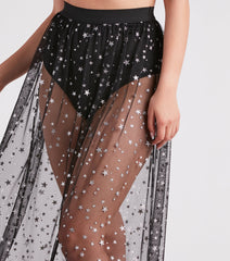 Starry-Eyed Sheer Mesh Maxi Skirt