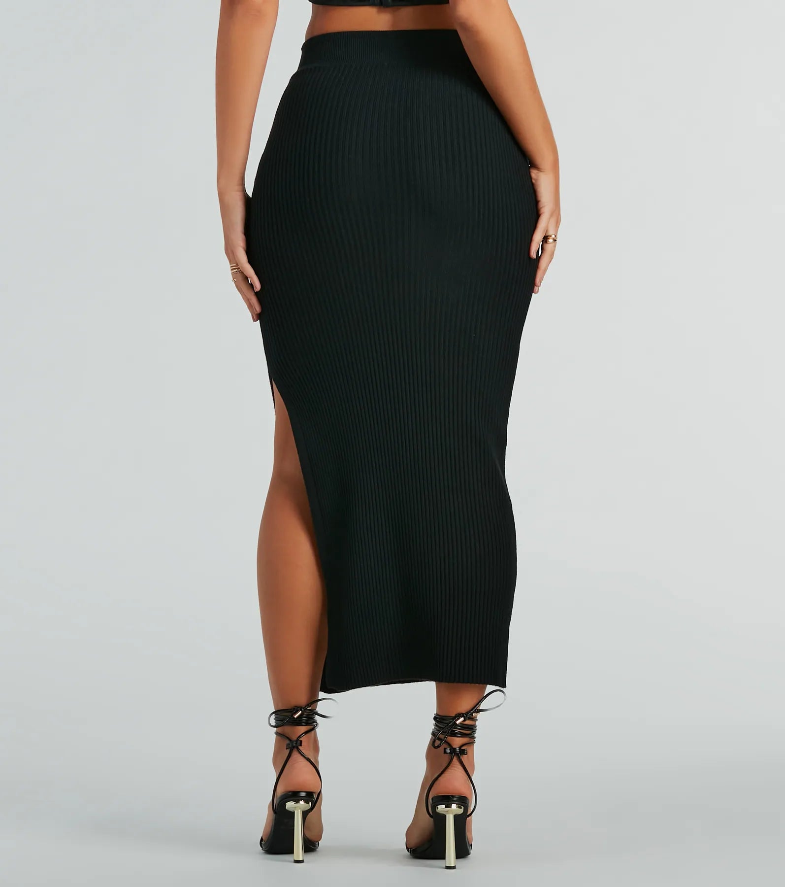 Twice The Love Rib Knit Midi Skirt