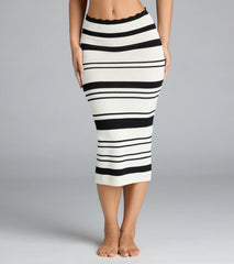 Flirty Fun High Rise Striped Knit Midi Skirt