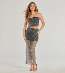 All That Shines Rhinestone Fishnet Maxi Skirt