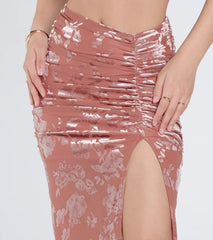 Forever In Love Floral Velvet Burnout Midi Skirt
