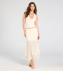 Boho Babe Lace Hanky Hem Maxi Skirt