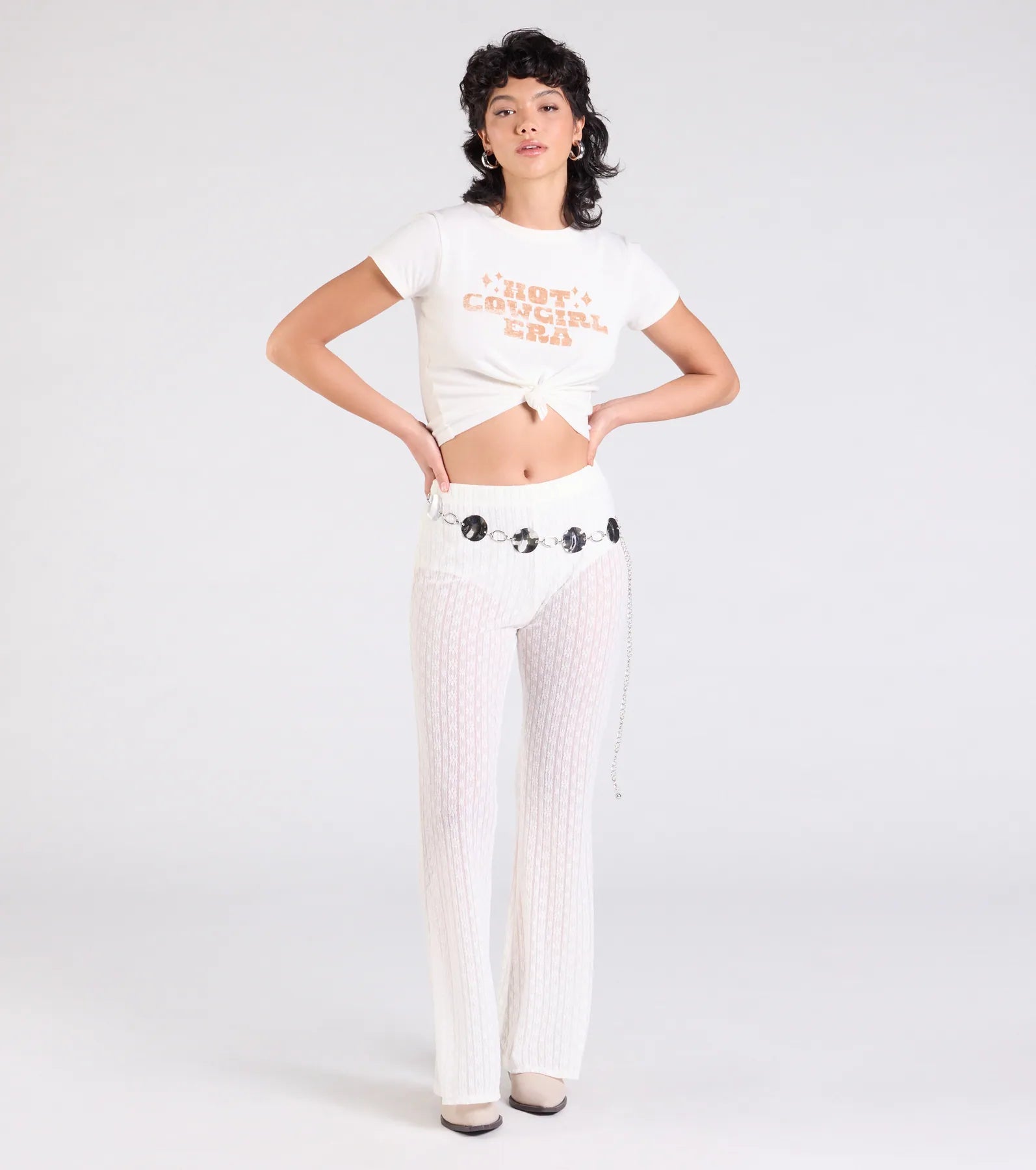 Bohemian Chic Sheer Lace Flare Pants