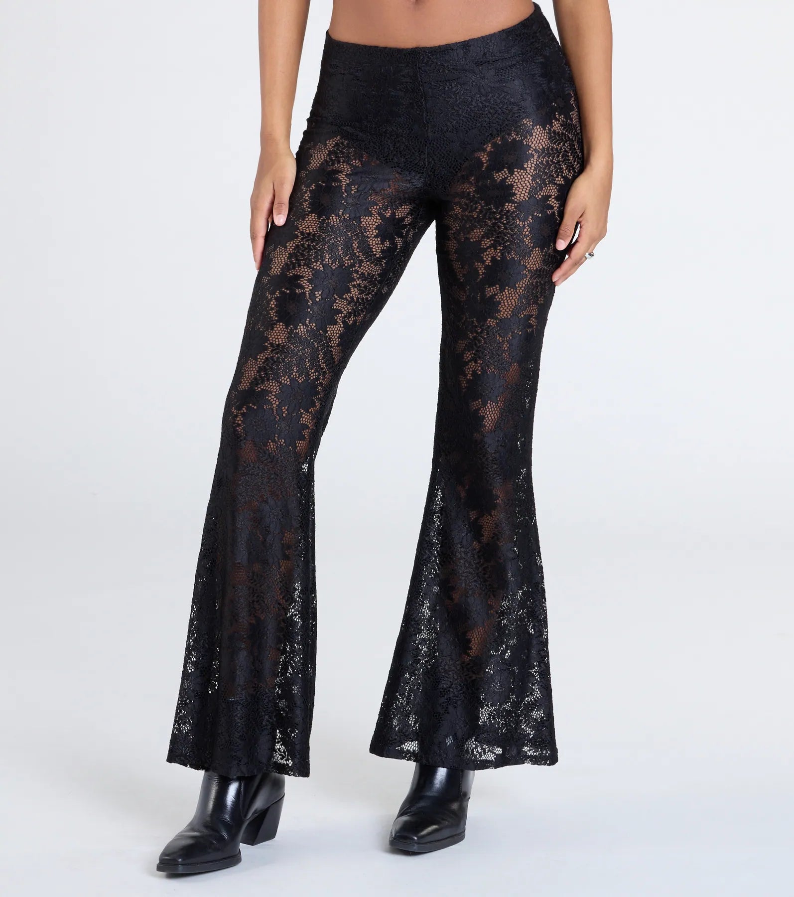 Sultry Boho Crochet Lace Flare Pants
