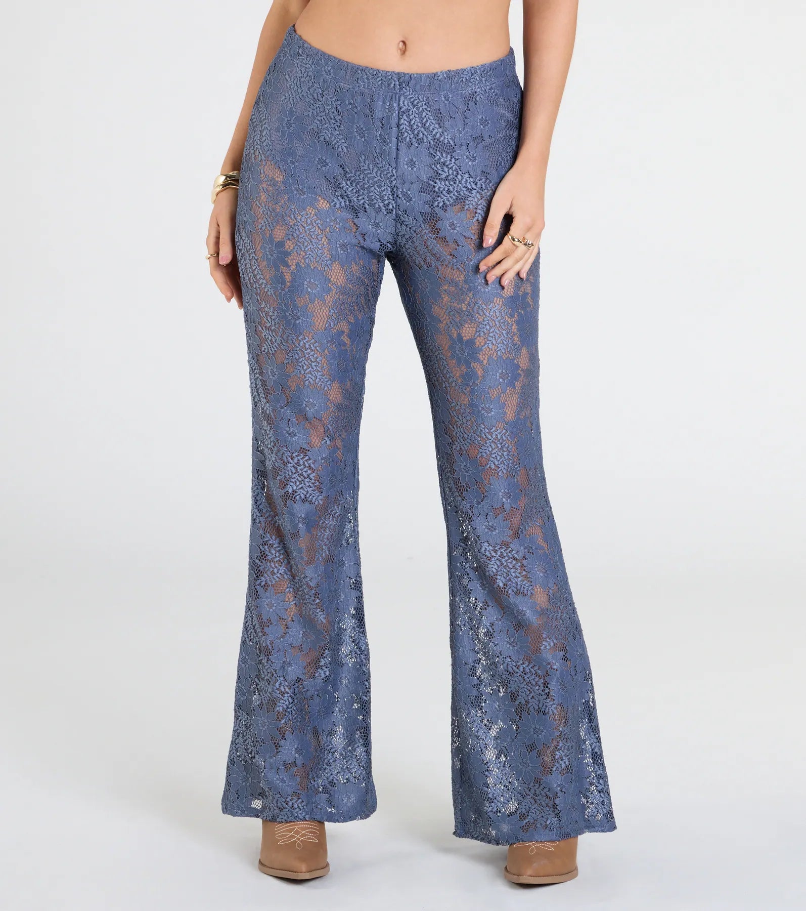 Sultry Boho Crochet Lace Flare Pants