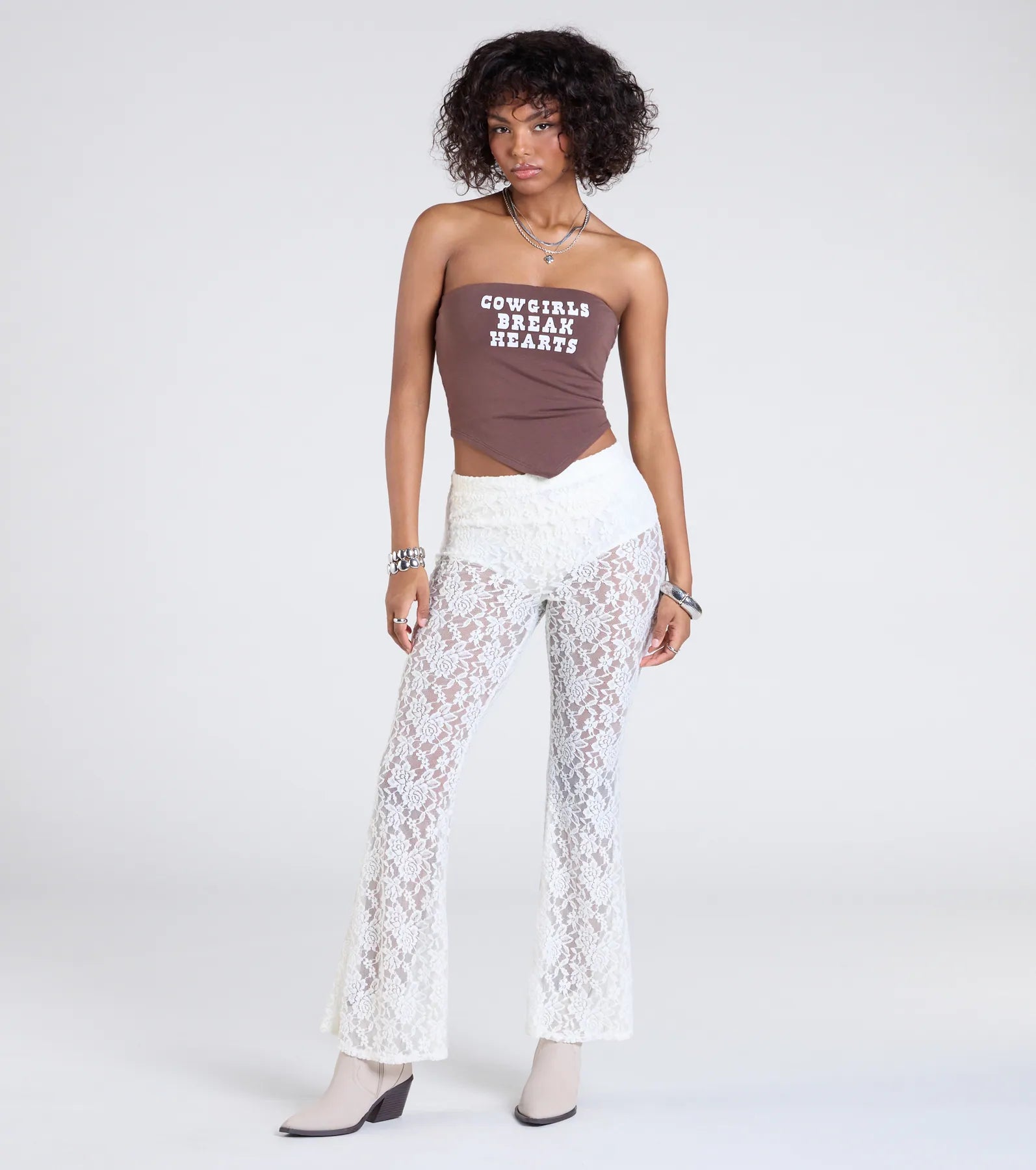 Sheer Fling Lace Flare Pants