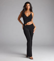 Sultry Heat Cowl Halter Cutout Jumpsuit
