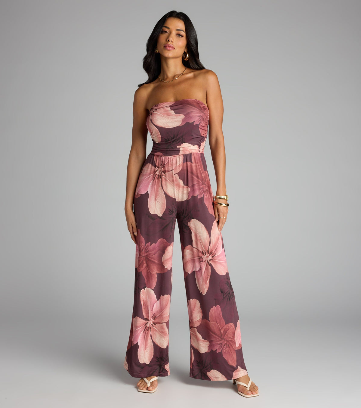 Pretty Blooms Floral Strapless Jumpsuit