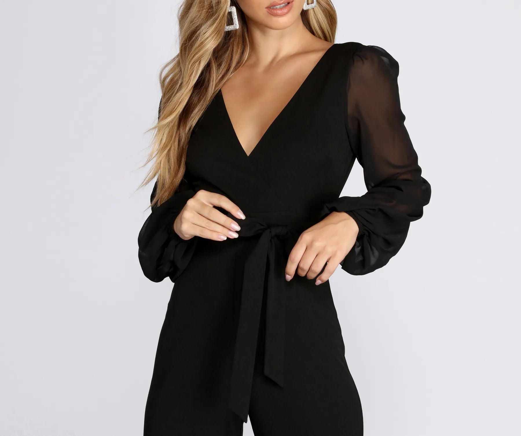 Chiffon Tie Waist Jumpsuit