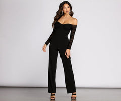 At The Ready Ruched Off Shoulder Jumpsuit