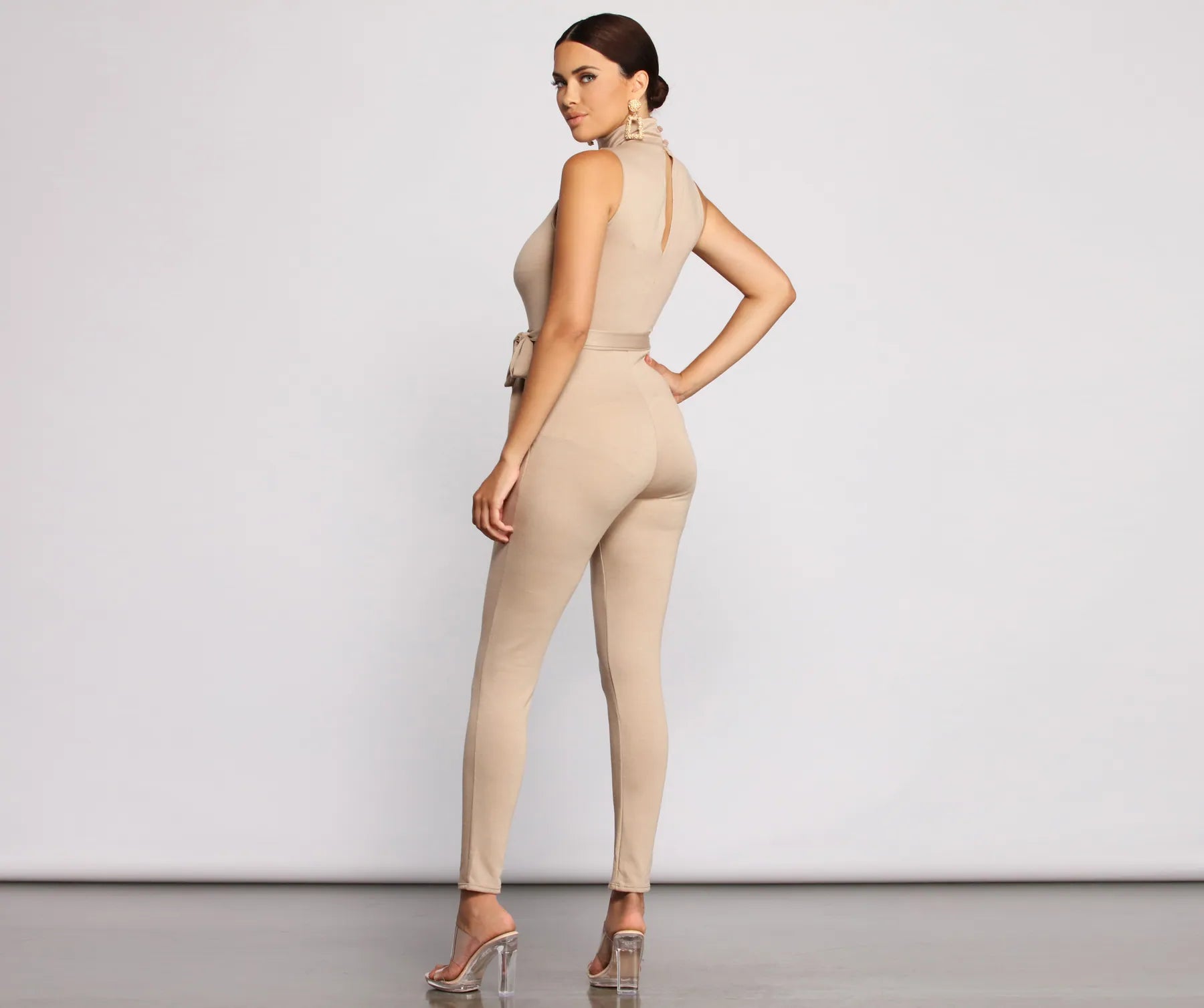Sleek and Stylish Tie Waist Catsuit