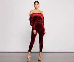 Luxe Elegance Tie Waist Velvet Catsuit